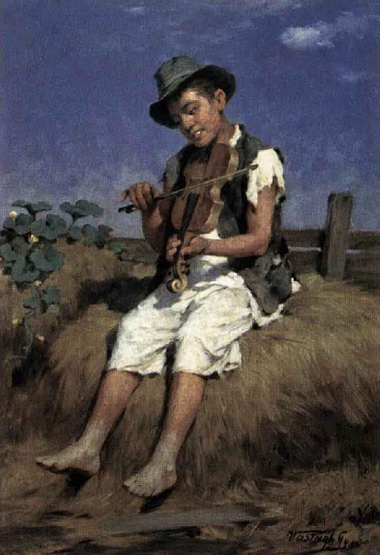 Gyorgy Vastagh Fiddler Gypsy Boy China oil painting art